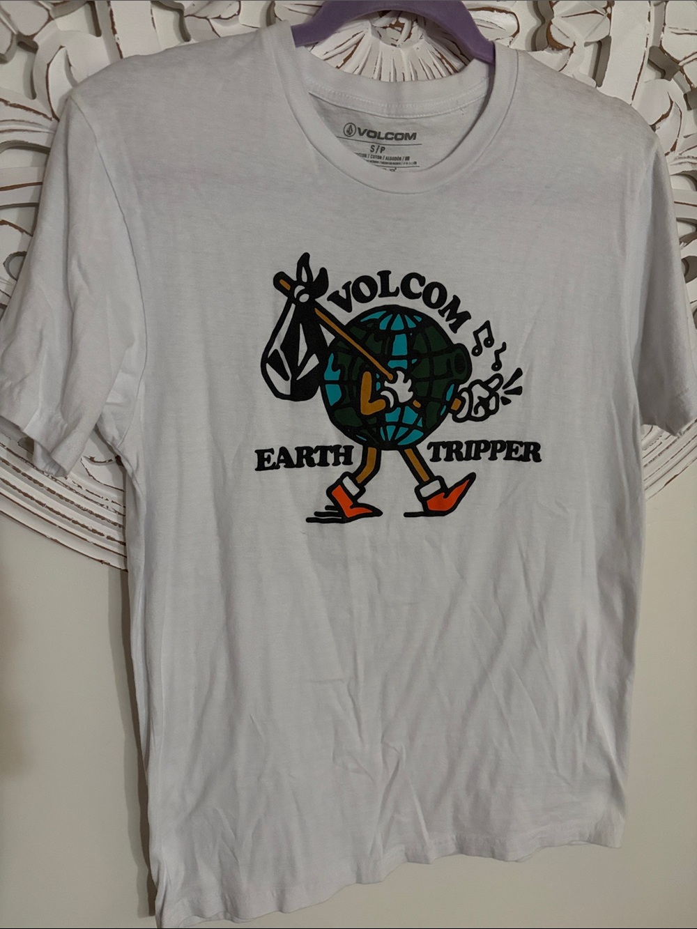 Volcom White Kids Graphic 'Earth Tripper' Tee with Green & Blue Globe